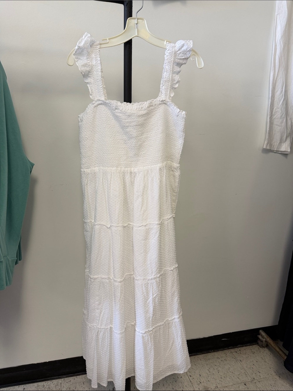J. Crew White Tiered Maxi Dress with Ruffle Straps